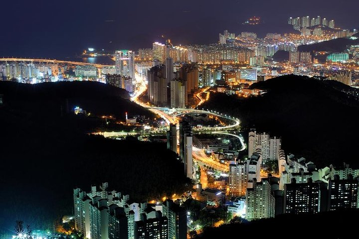 Experience the stunning cityscape of Busan illuminated at night while cruising the coast. Enjoy breathtaking views from Mountain Hwangnyeongsan Observatory on this unique journey through the city.